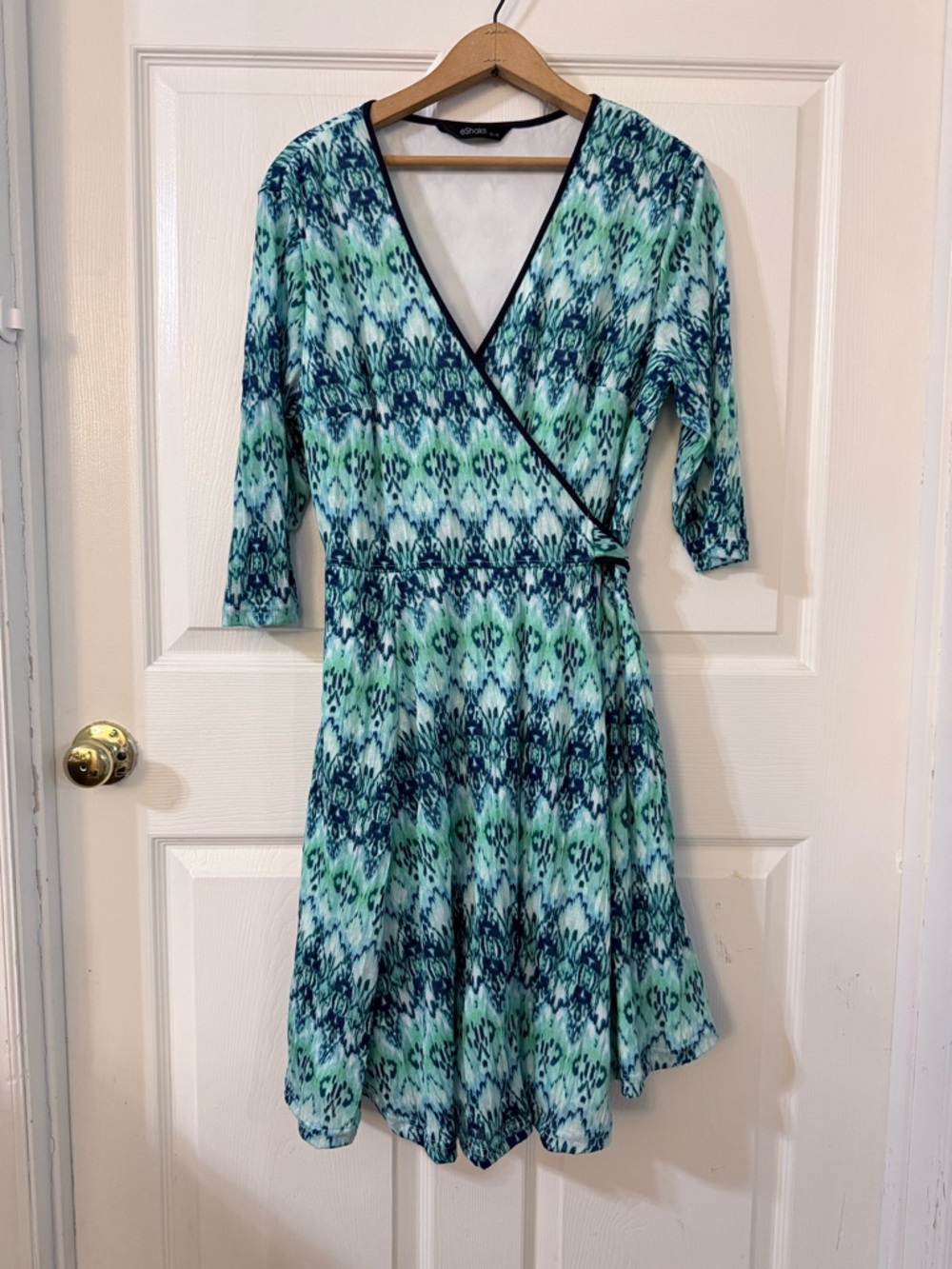 eShakti Green & Blue Midi Dress XL